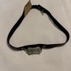 Men's leather choker with pewter engraved "inspire"